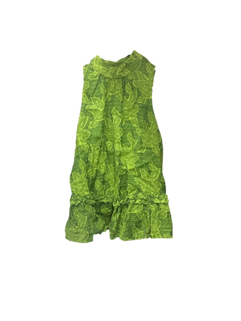 Maeve by Anthropologie Green Floral High-Neck Ruffle Top (Size 2)